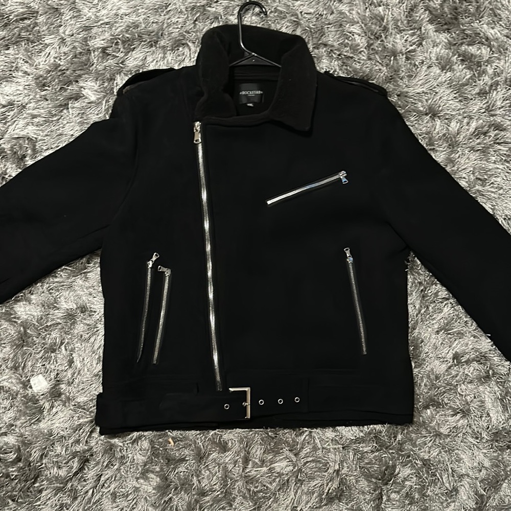 Black, rockstar original, xxl, worn once, Great condition, fire coat keeps warm
